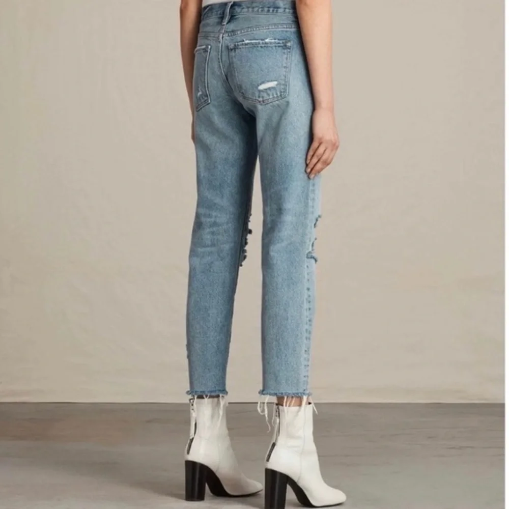 NWT ALLSAINTS Muse Ankle Slim Distressed Boho Jeans 24